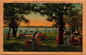 Vtg Sylvan Beach New York NY Oneida Lake Picnic Grounds Scot Noose Park Postcard