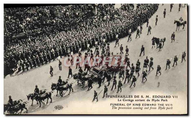 Old Postcard Funerals HM Edward VII Outgoing procession to Hyde Park London L...