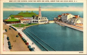 Vtg 1940s Casino North End Hotel Asbury Park Ocean Drive New Jersey NJ Postcard