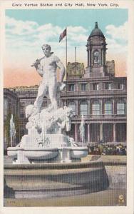 New York City Civic Vertue Statue and City Hall