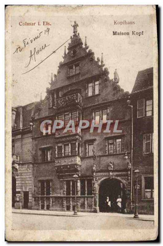 Old Postcard Kopihaus House Kopf Colmar