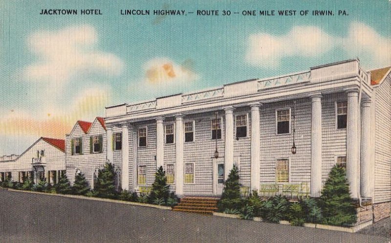 Postcard Jacktown Hotel Lincoln Hwy One Mile West Irwin PA