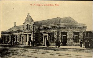 Columbus NE Nebraska UP RR Train Station Depot c1910 Postcard