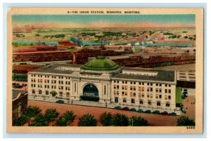 c1940s The Union Station, Winnipeg, Manitoba, Canada Posted Vintage Postcard