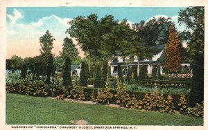 Vintage Postcard 1920's Gardens Of Inniscarra Chauncy Olcott Saratoga Springs NY