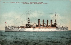 US Armored Cruiser Battleship Ship c1910 Vintage Postcard