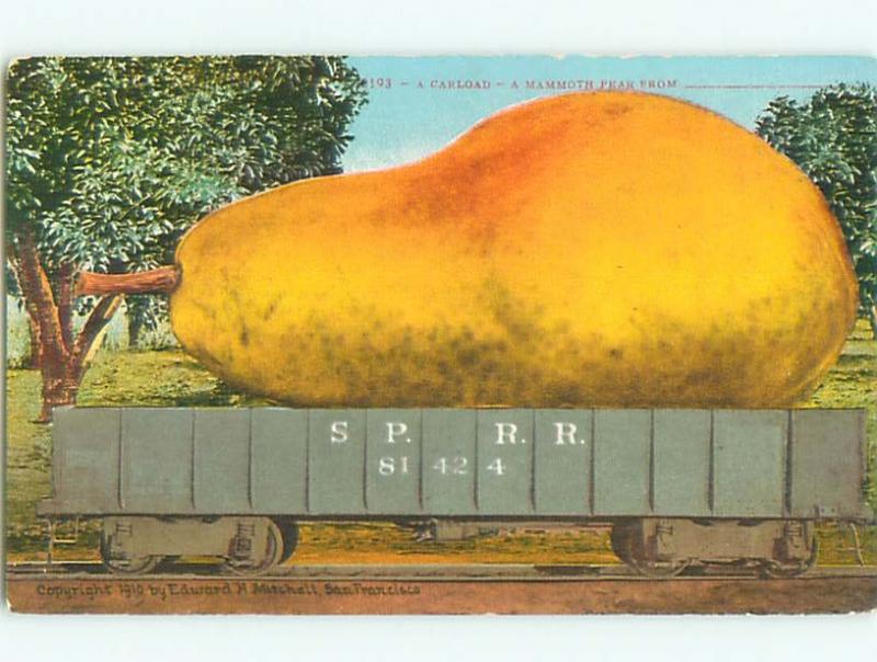 Pre-Linen Exaggeration GIANT PEAR FRUIT ON TRAIN BOXCAR AC4417@