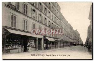 Old Postcard Pantin Paris Street and Post Office