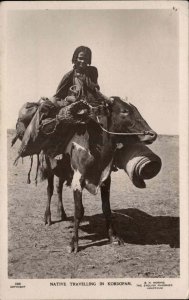 Kordofan Sudan Africa Native Partial Nude Woman on Ox Morhig RPPC PC