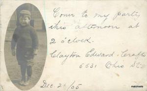 1905 Chicago Illinois Boys Party Invitation Clayton Crafts RPPC postcard 7871