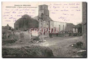 Old Postcard Militaria Great War 1914 Fenneviller The church after bombing
