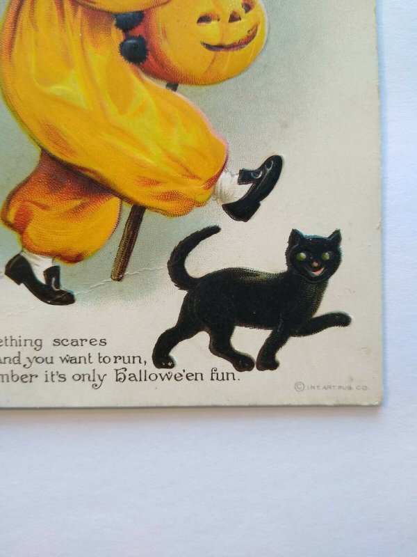 Vintage Halloween Postcard Ellen Clapsaddle Black Cat Clown Child Series 1301