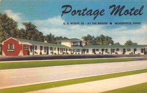 Portage Motel US Route 20 Woodville Ohio 1940s linen postcard