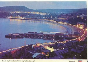 Yorkshire Postcard - South Bay From Castle Hill by Night - Scarborough TZ10800