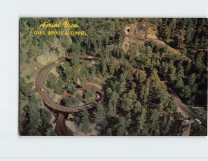 Postcard Aerial View, Pigtail Bridge & Tunnel, Black Hills, Keystone, S. D.