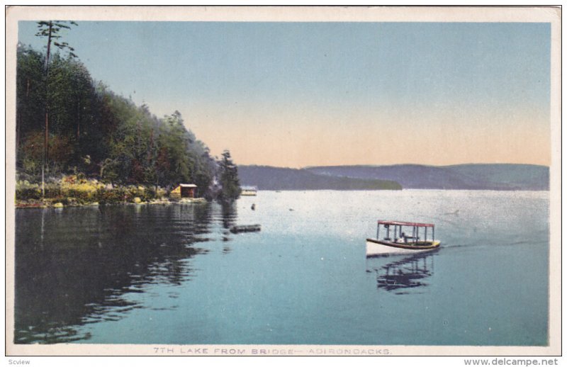 ADIRONDACKS, New York, 1900-1910's; 7th Lake From Bridge, Boat