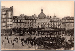 Grand Basar Brest France Crowd Building Landmark Black & White Antique Postcard