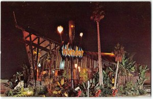 Roadside Tiki Bar ISLANDER Los Angeles, CA Night 1950s/60s Rare Vintage Postcard