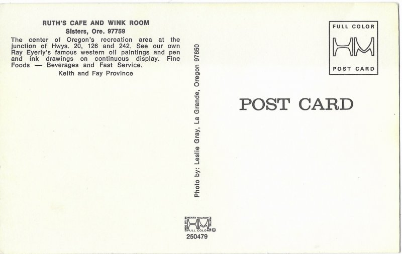 Ruth's Cafe and Wink Room Sisters Oregon