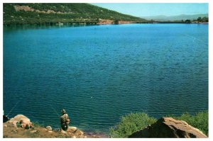 Man Fishing On  The Shore Of Angel Lake Nevada Fishing Postcard Posted 1966