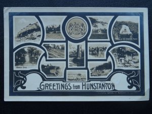 Norfolk HUNSTANTON 13 Image Multiview c1906 RP Postcard by Hilton's