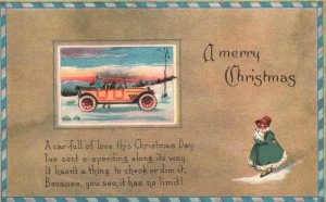 Vintage Postcard 1910's A Merry Christmas A Car Full Of Love On Christmas Day