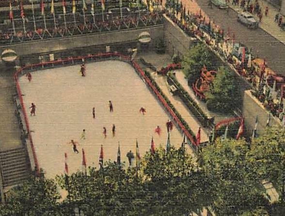 Rockefeller Plaza Outdoor Ice Skating Rink New York City Birds Eye View Linen P5 