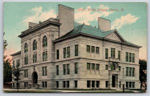 Peoria Illinois~White Grade School Building~Close Up~c1910 Postcard