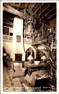 California Death Valley Scotty's Castle Living Room & Fireplace Real Photo