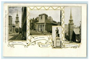 Multiview Of Churches Boston Massachusetts MA Undivided Back Postcard 
