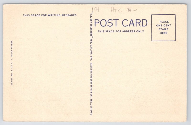 Snake River Oregon-Idaho~Old Oregon Trail Birdseye View~Linen Postcard