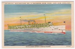 Steamer SS Comet New York Boston Colonial Nav postcard