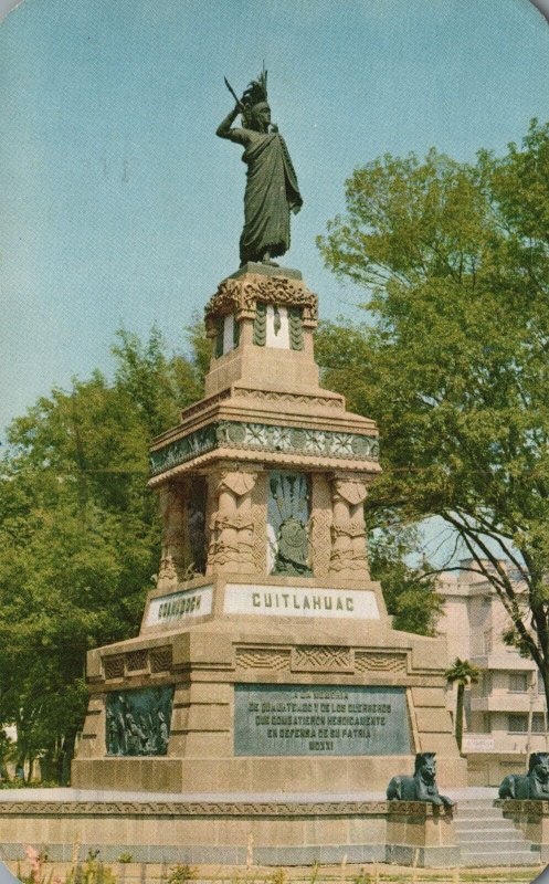 Vintage Postcard 1963 Monumento a Cuauhtemoc Last Aztec Emperor Mexico DF Mexico 