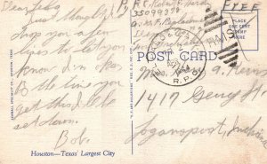 Vintage Postcard 1944 United States Post Office Largest City Houston Texas TX