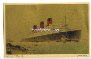 LS1245 - Cunard Liner - Queen Mary - artist gold effect postcard