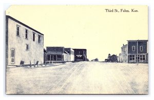 Third Street Falun Kan. Kansas Postcard