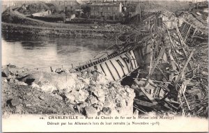 Military Charleville Railway Bridge over the Meuse Ruins World War 1 09.02