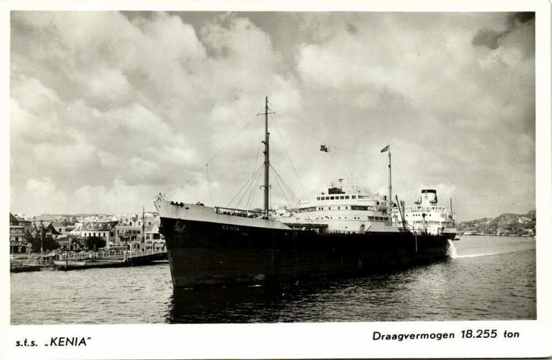 curacao, N.W.I., WILLEMSTAD, Royal Shell Tanker S.T.S. Kenia (1950s) RPPC