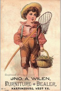 1880's Jno. A. Wilen Martinsburg, W. Va. w/ Prices Boy Fishing Trade Card &G