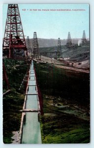 BAKERSFIELD, CA California ~ OIL FIELDS SCENE  c1910s Kern County Postcard