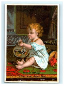 1880s Metropolitan Life Insurance Co. Adorable Child & Goldfish Bowl P225