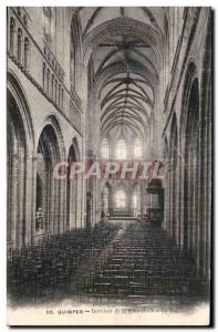 Old Postcard Quimper Interior of the Cathedral Nave