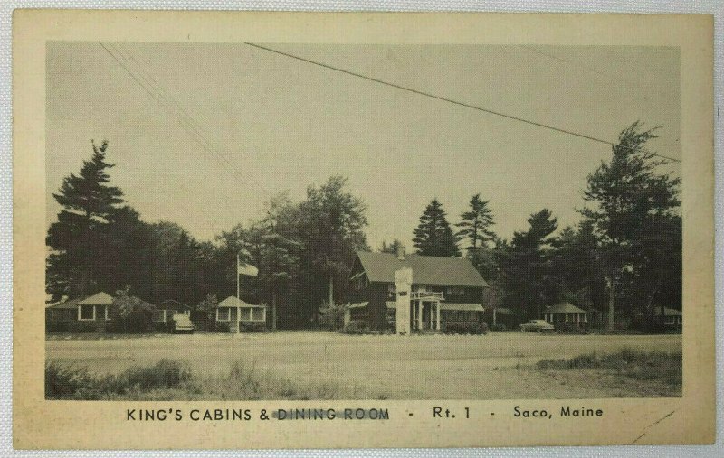 King's Cabins Rt. 1 Saco, ME Maine VTG Postcard Roadside America Cottages