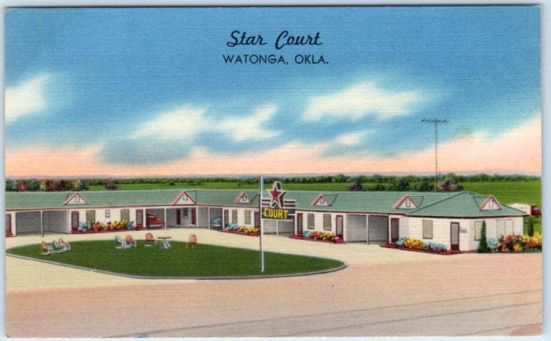WATONGA, Oklahoma  OK   Roadside  STAR COURT  ca 1940s Linen   Postcard