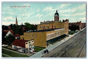 1909 Birds Eye View Road Buildings Decatur IN Indiana Vintage Antique Postcard