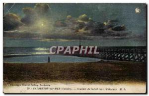 Capbreton Old Postcard Sunset towards & # 39estacade