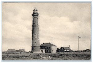 c1910 Skagen Lighthouse and Nearby Houses Skagen Denmark Unposted Postcard