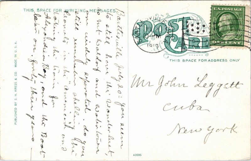 Postcard OK Bartlesville Johnstone Ave. Looking North from Tenth Street 1910 B4