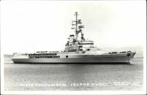 French Navy Battleship Porte Helicopteres Jeanne d'Arc Vintage Real Photo PC