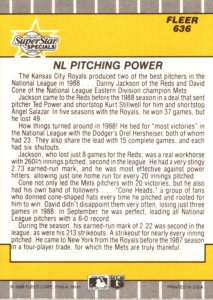 1989 Fleer Baseball Card NL PItching Power Danny Jackson & David Cone sun0655